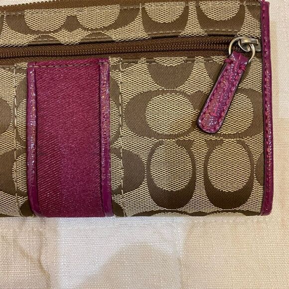 Coach Brown and Purple Wristlet Clutch - Picture 7 of 10
